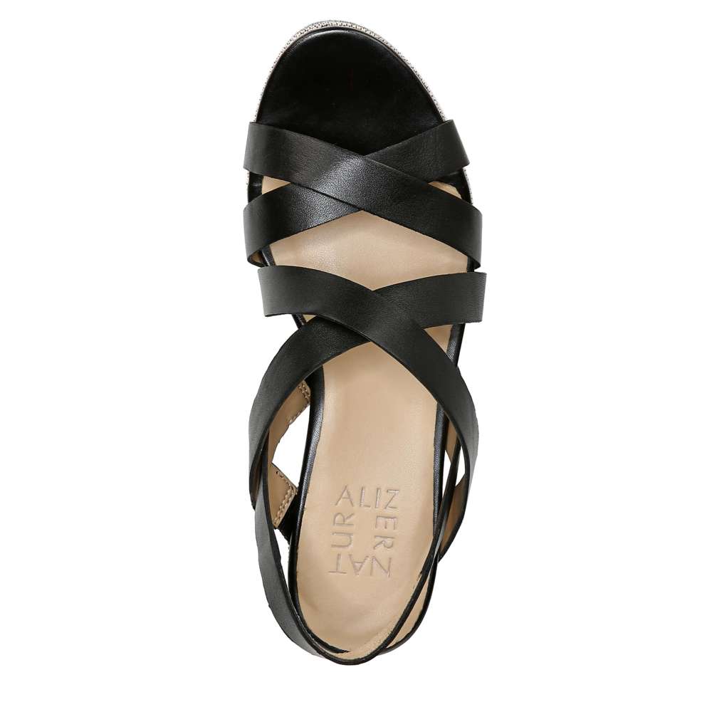 Unique Wedge Sandal - Black