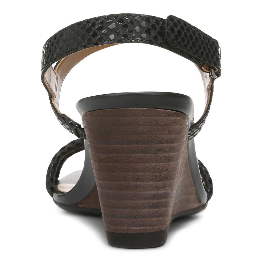 Emmy Wedge Sandal - Black Lizard