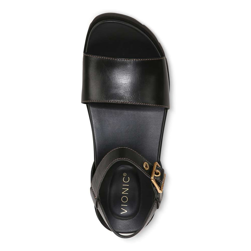 Jamie Flatform Lug Sandal - Black Leather