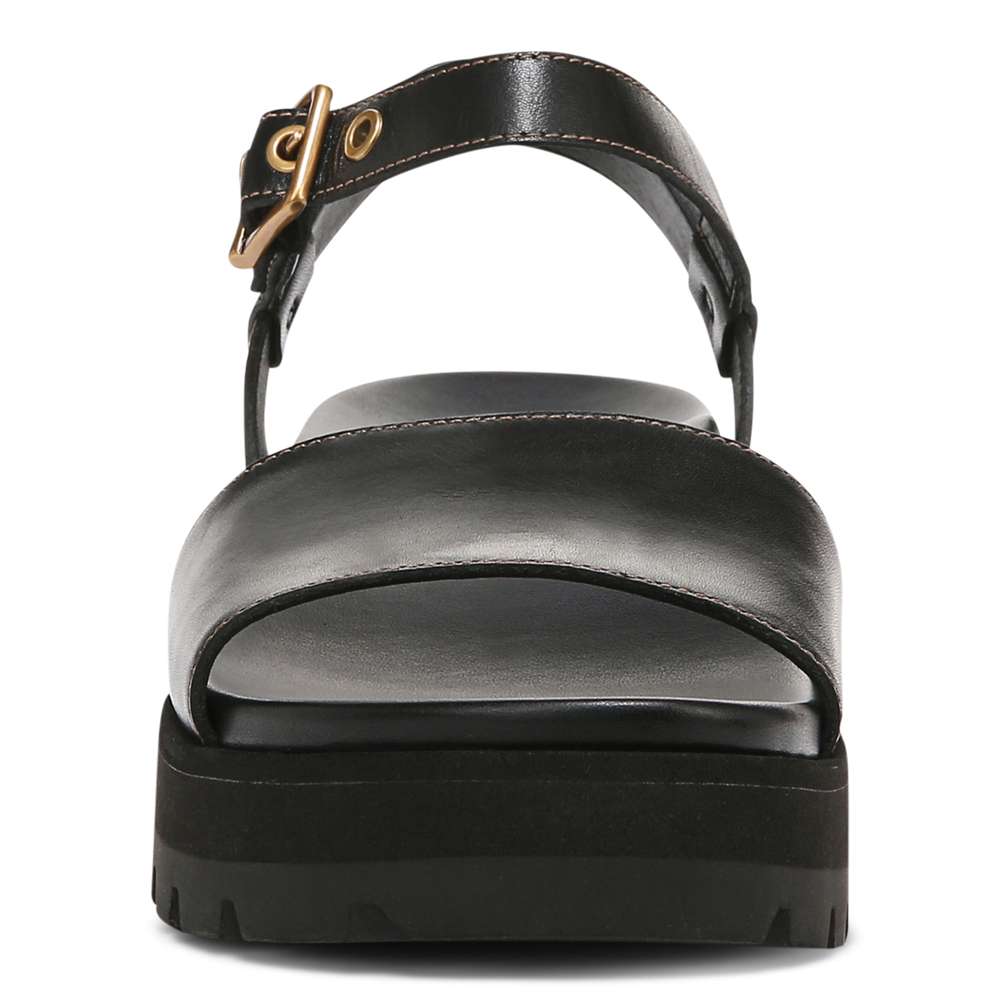 Jamie Flatform Lug Sandal - Black Leather
