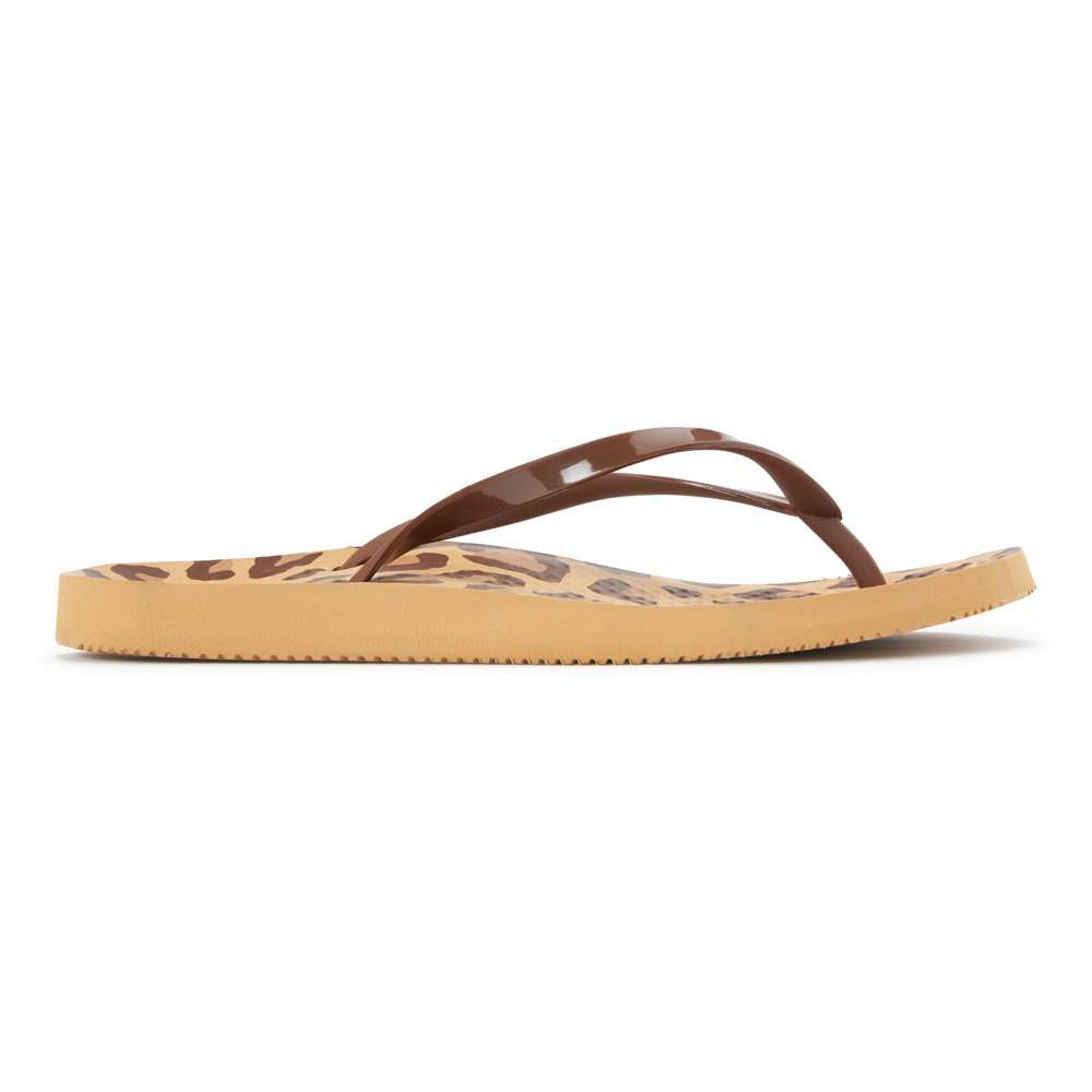 Noosa Print Toe Post Sandal - Leopard Brown