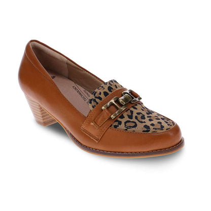 Happy Block Heel - Tan Leopard