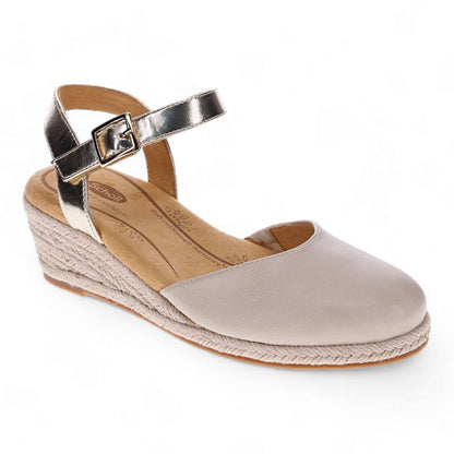 Mona Wedge - Beige/Soft Gold