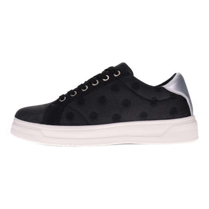 Paisley Floral Lace-Up Casual Sneaker - Black/Silver