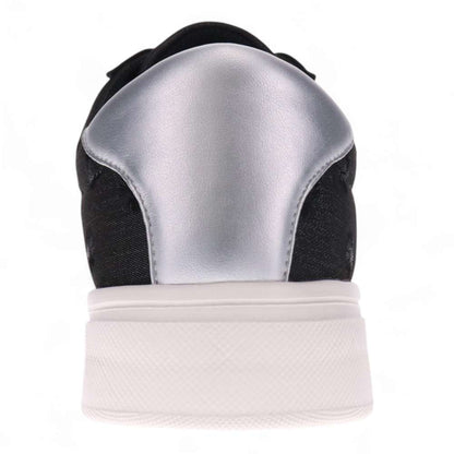 Paisley Floral Lace-Up Casual Sneaker - Black/Silver