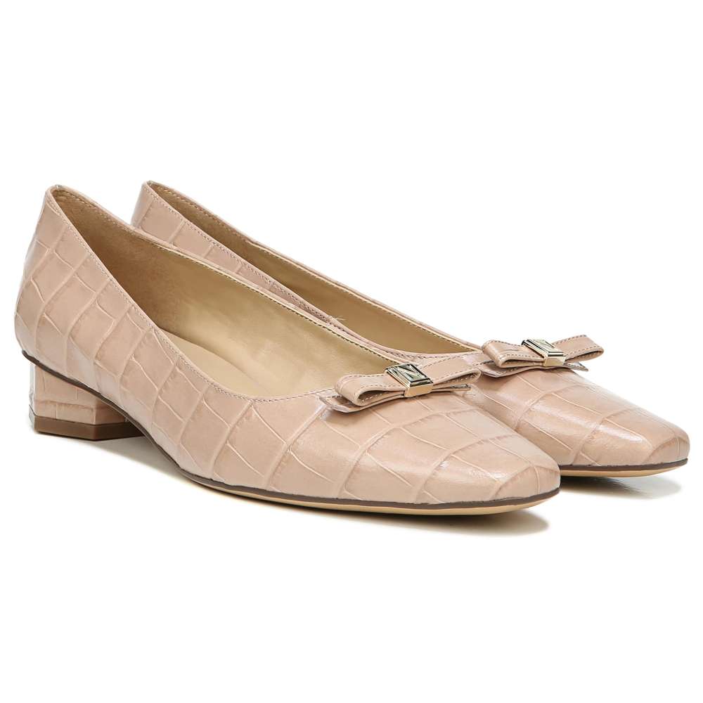 Flavia Block Heel - Barely Nude Croc