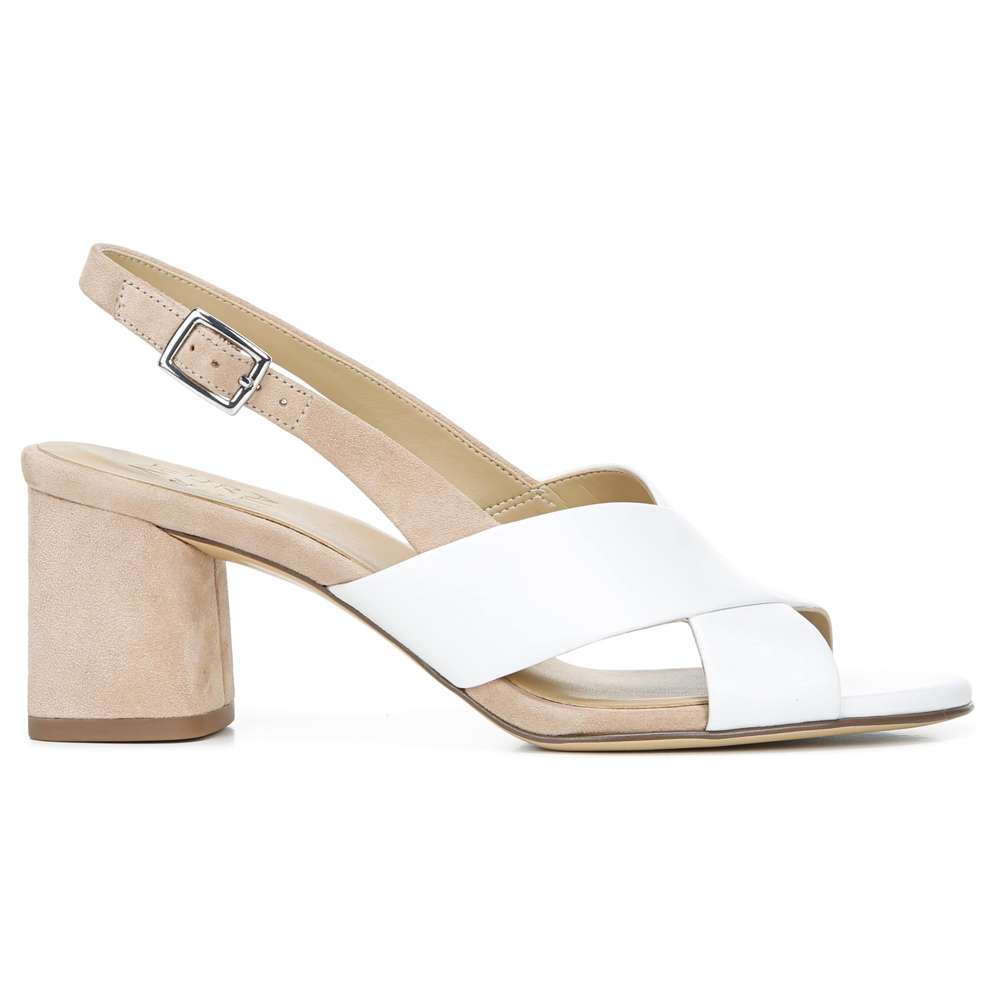 Azalea Block Heel - White/Nude