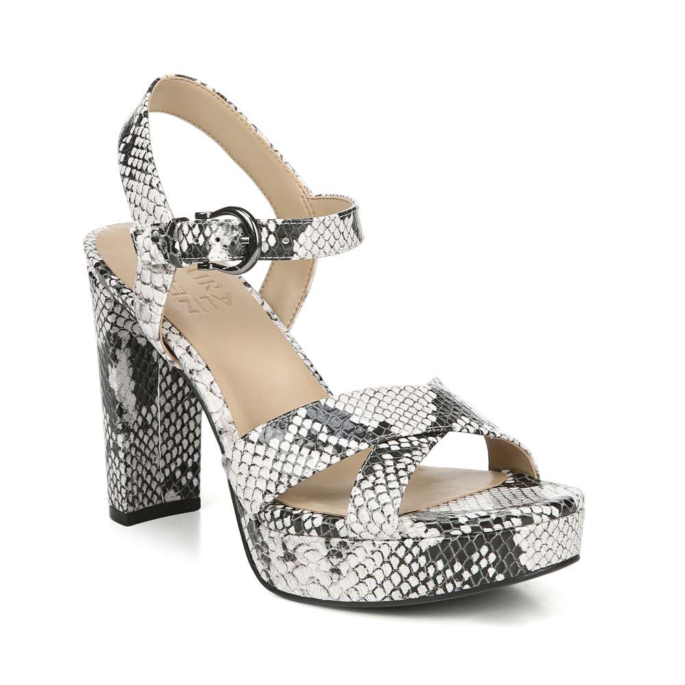 Mia Heeled Sandal - Black/White