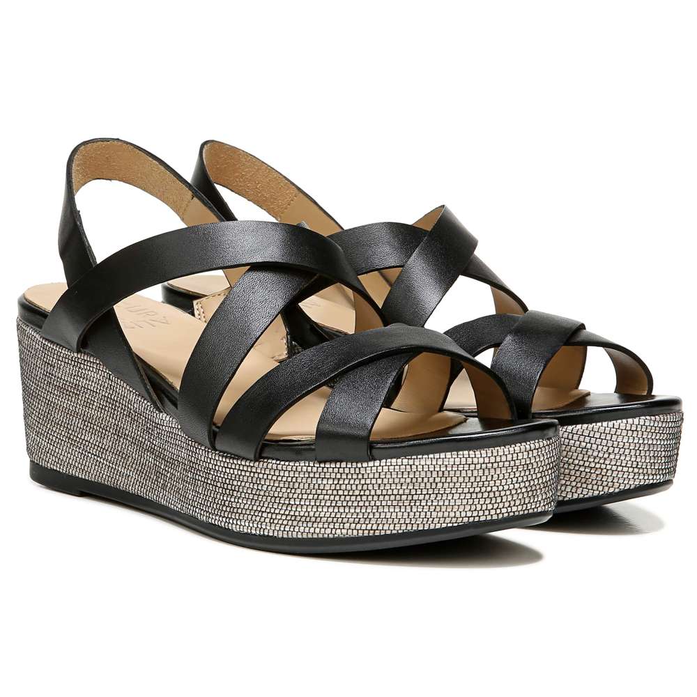 Unique Wedge Sandal - Black