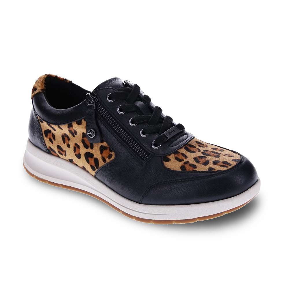 Boston Zip Sneaker - Black/Leopard