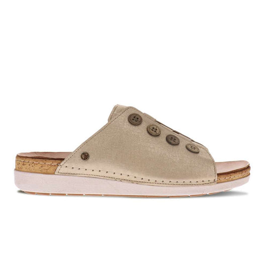 Antalya Slide Sandal - Gold Linen