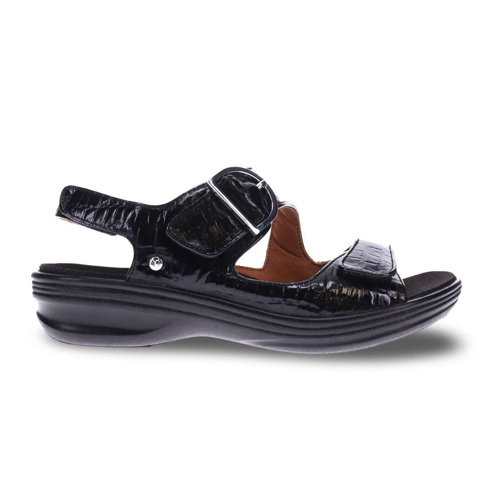 Barcelona Back Strap Sandal - Black Croc