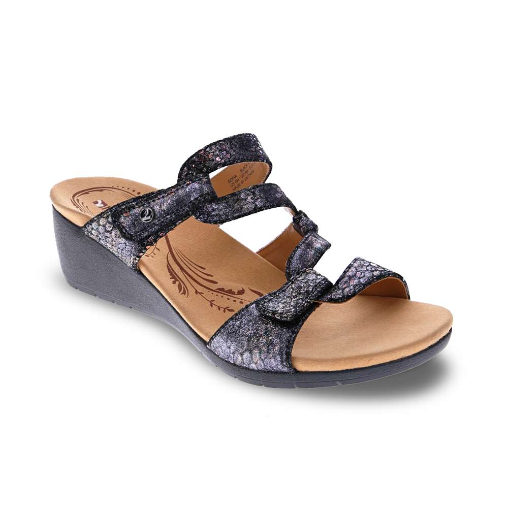 Sofia Wedge - Black Metallic Python