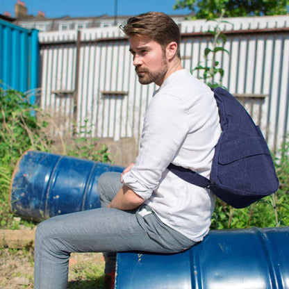 Textured Nylon Backpack - Blue Night