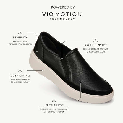 Kearny Platform Slip-On Sneaker - Black Leather