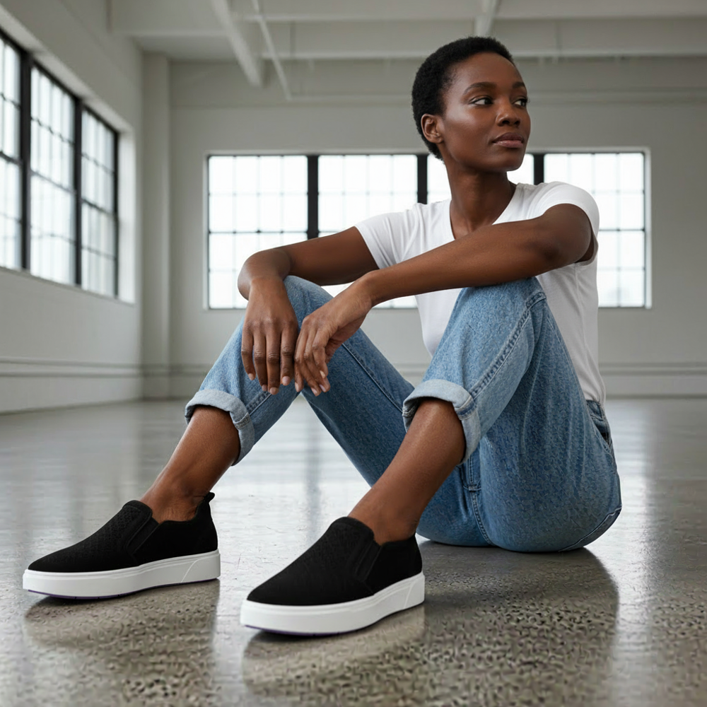 Kimmie Perf Slip-On Sneaker - Black Suede