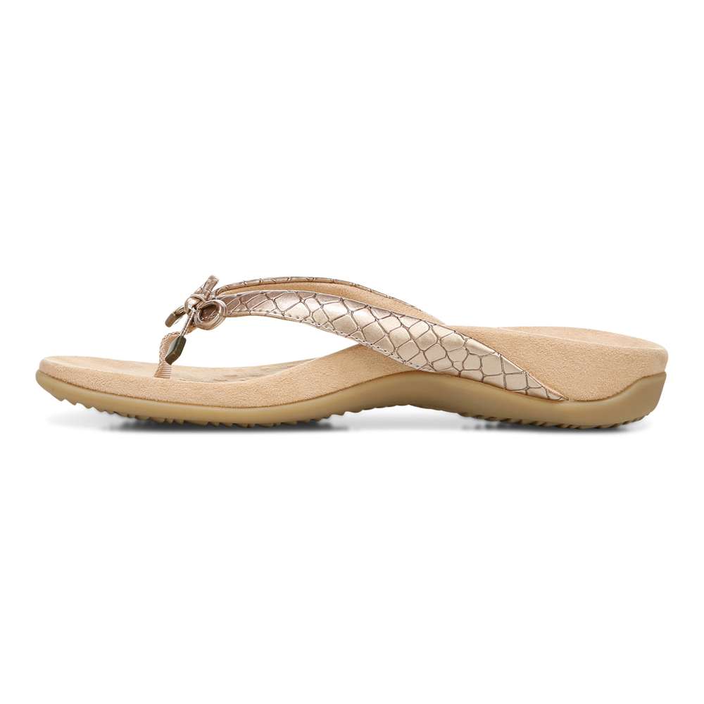 Bella Toe Post Sandal - Rose Gold Metallic Croc