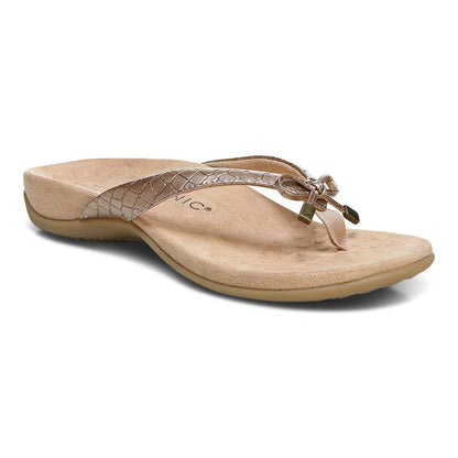 Bella Toe Post Sandal - Rose Gold Metallic Croc