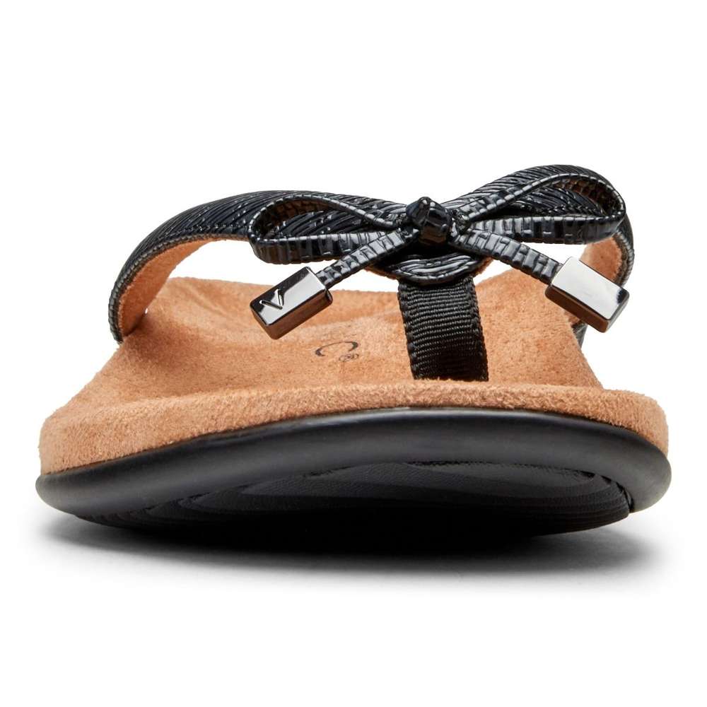 Bella Toe Post Sandal - Black Woven