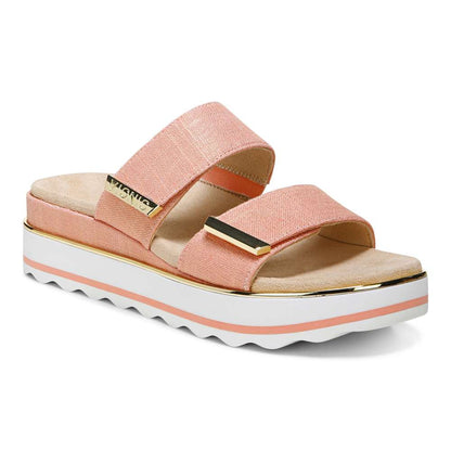 Brandie Flatform Slide Sandal - Papaya Linen