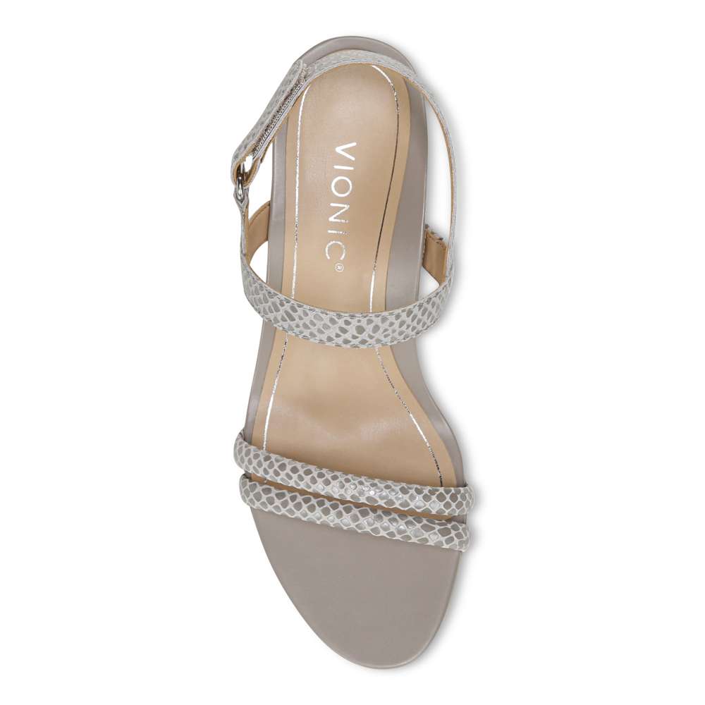 Emmy Wedge Sandal - Aluminium Lizard