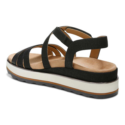 Kellyn Flatform Sandal - Black Linen