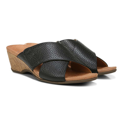 Leticia Wedge Sandal - Black Leather