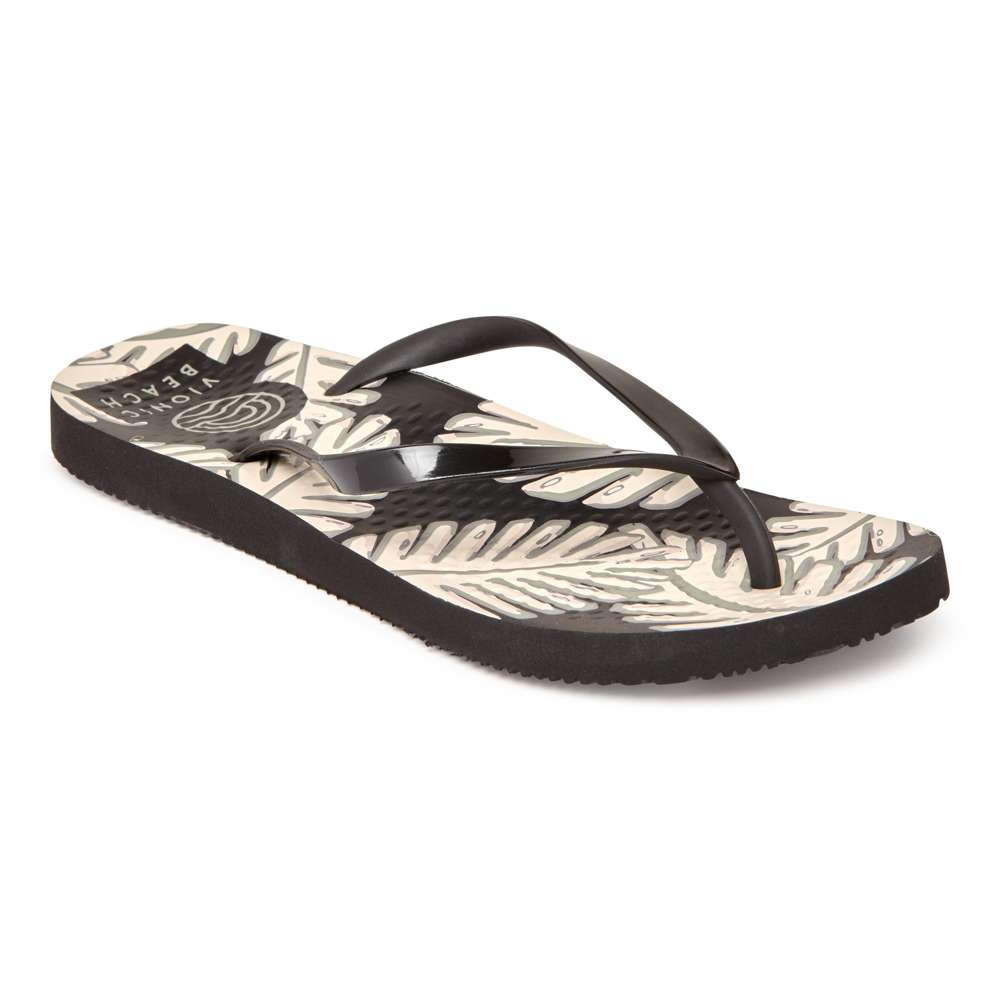Noosa Print Toe Post Sandal - Palm Black