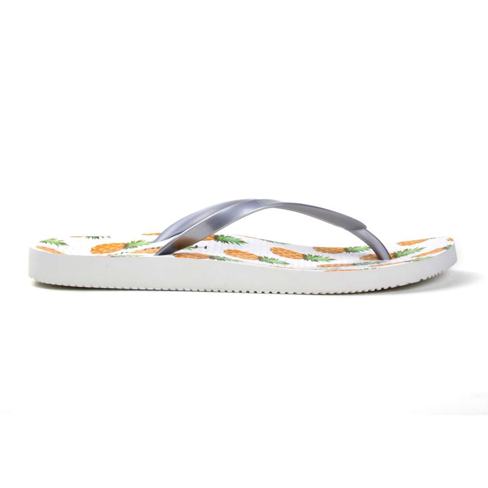 Noosa Print Toe Post Sandal - Silver Pineapple