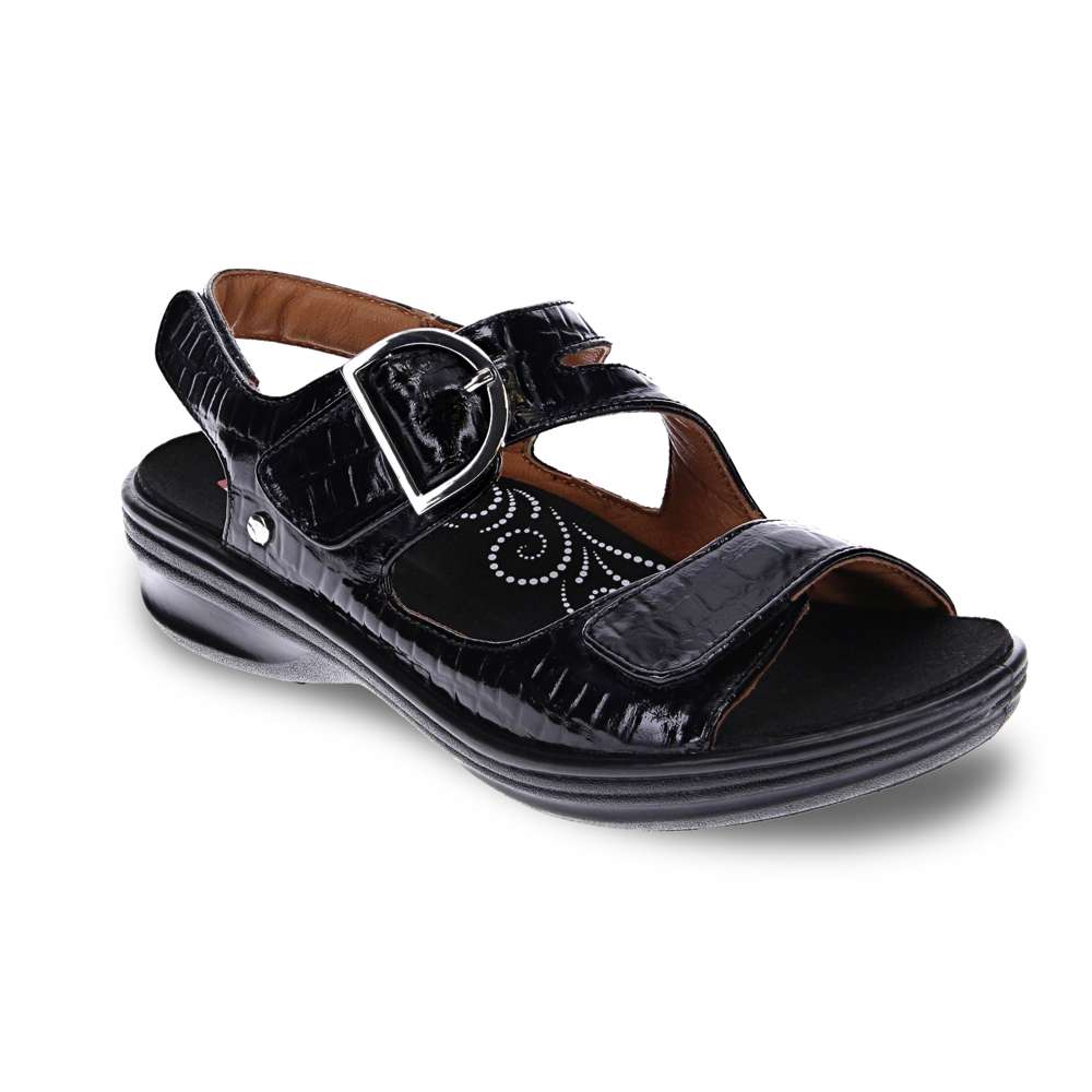 Barcelona Back Strap Sandal - Black Croc