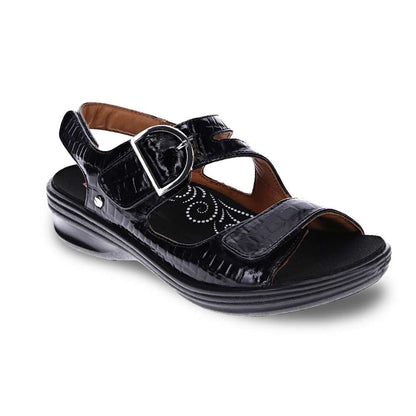 Barcelona Back Strap Sandal - Black Croc