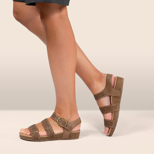 Lifestyle image for Lilly Strapped Sandal - Taupe Cutout