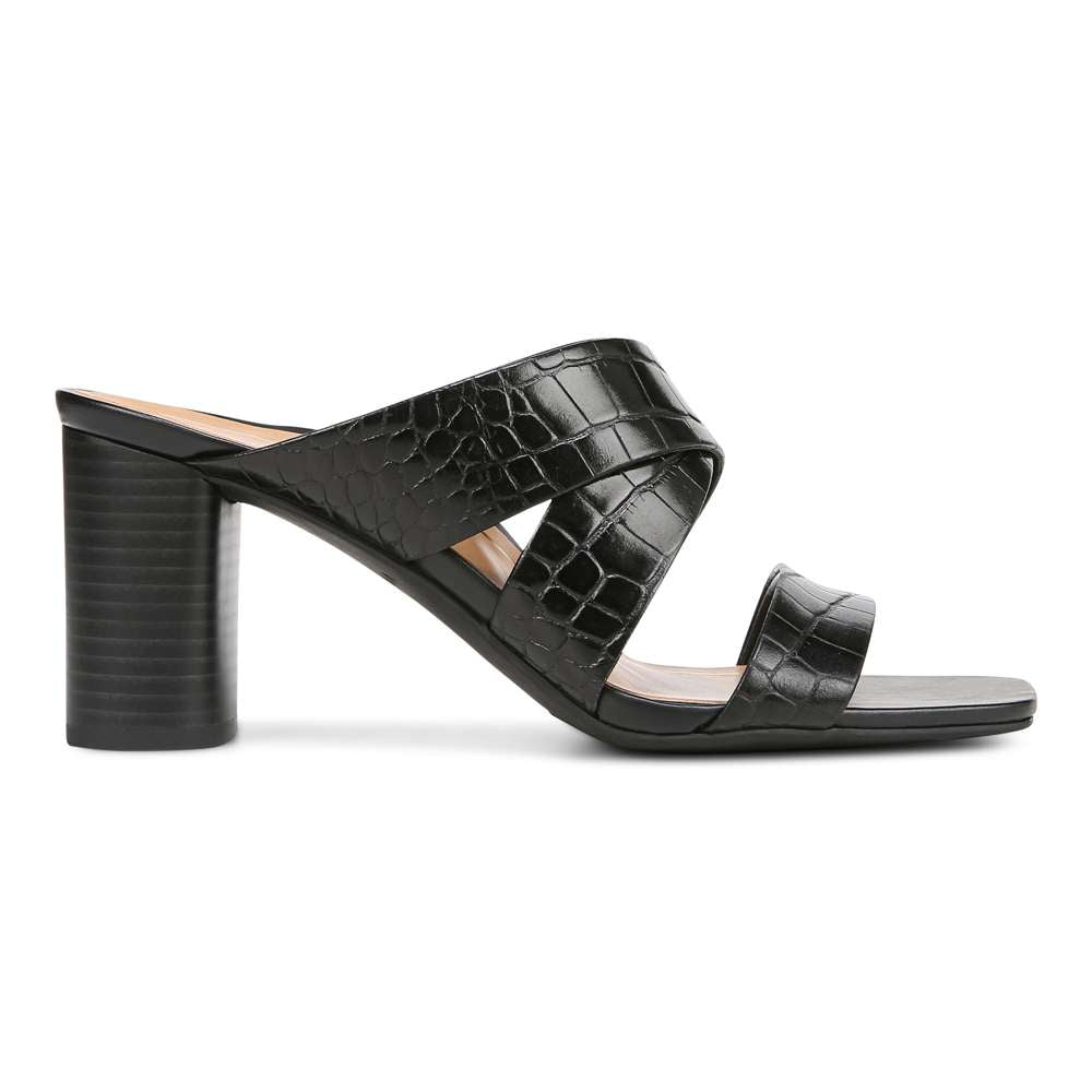Merlot Heeled Sandal - Black Croc