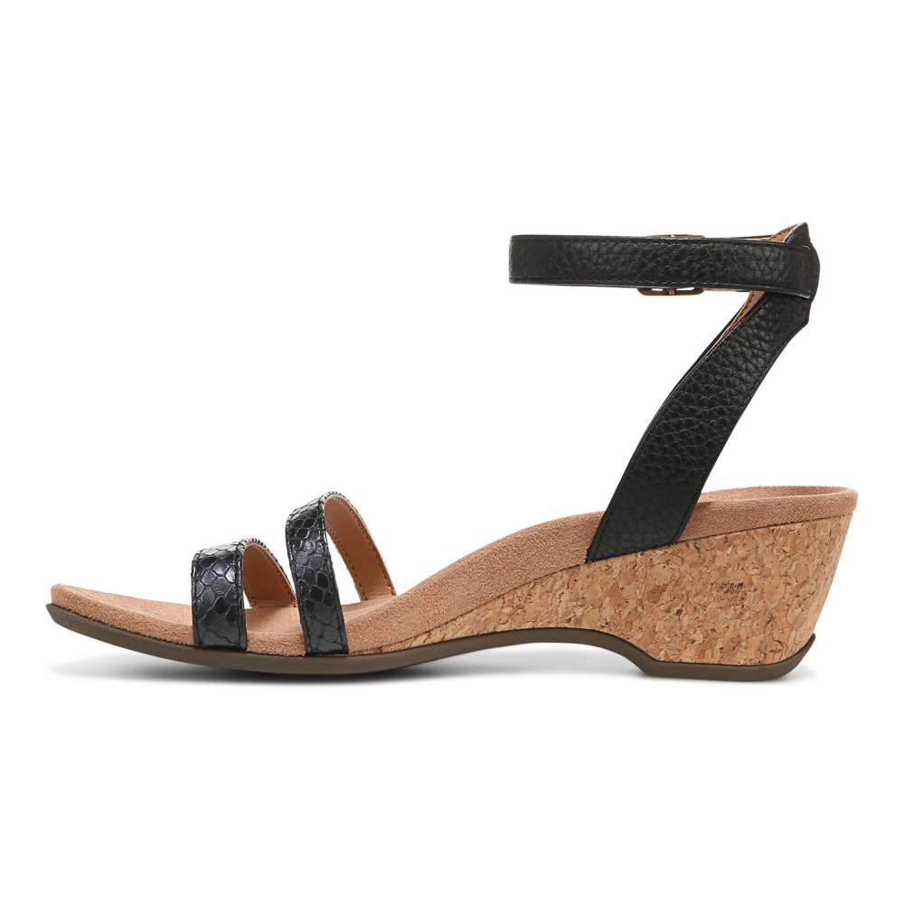 Orlanda Wedge Sandal - Black Pearl Snake