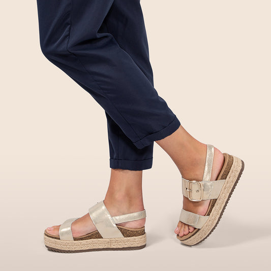 Lifestyle image for Vania Arch Support Platform Sandal - Champagne