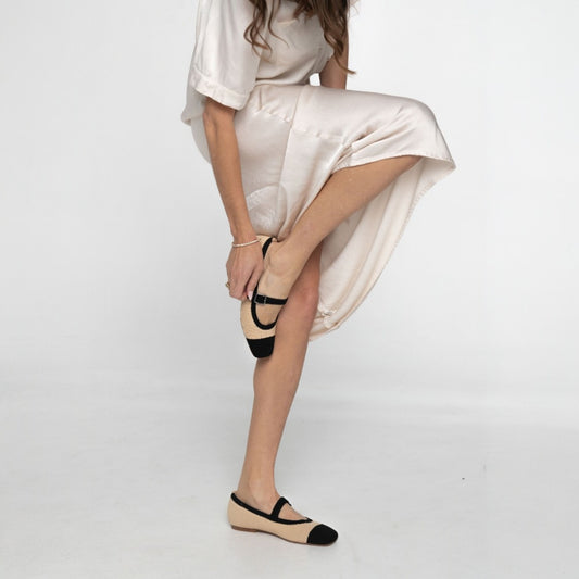 Lifestyle image for Violet Mary-Jane Flats - Natural Black