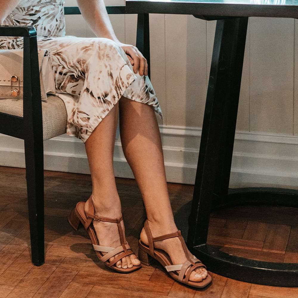 Yass Heeled Sandal - Tan Multi
